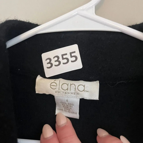 Elana By Tanner Womens Black White Overcoat 1 Long Sleeve Pockets Wool Jacket ** - Picture 2 of 9